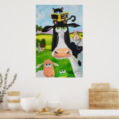 Niedliche Tiere malen Kuh-Katzenfrosch Poster (Küche)