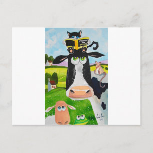 Niedliche Tiere malen Kuh-Katzenfrosch Postkarte