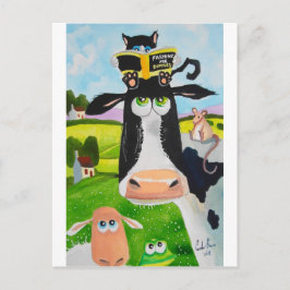 Niedliche Tiere malen Kuh-Katzenfrosch Postkarte