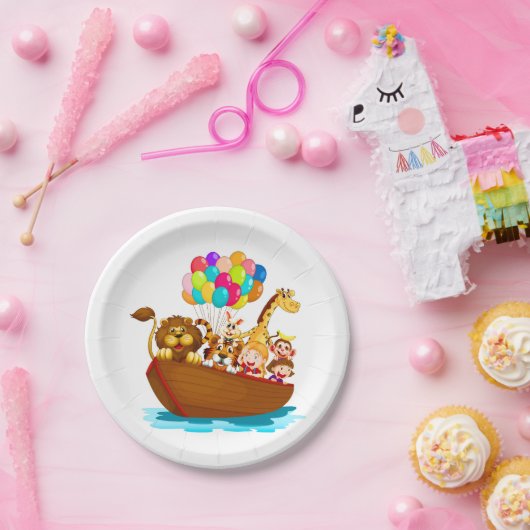 Niedliche Tiere mit Balloons Pappteller (Party)