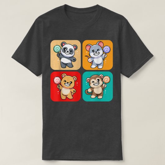 Niedliche Tiere mit Lollipops I Candy I Kids I Tod T-Shirt (Design vorne)