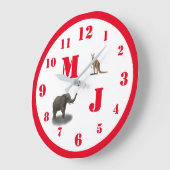 Niedliche Tiere Mit Monogramm Acrylwand Große Wanduhr (Winkel)