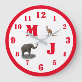 Niedliche Tiere Mit Monogramm Acrylwand Große Wanduhr