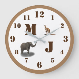 Niedliche Tiere Mit Monogramm Acrylwand Große Wanduhr