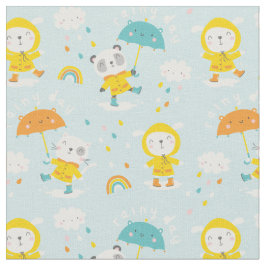 Niedliche Tiere mit Regenschirm Stoff