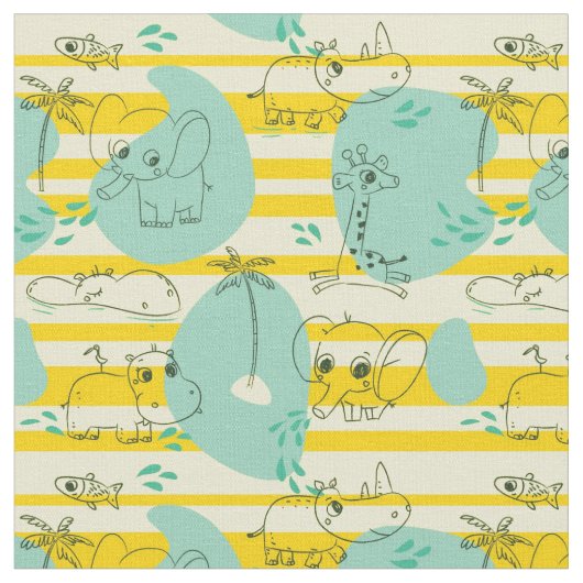 Niedliche Tiere mit Wasser 2 Stoff (Nahaufnahme)