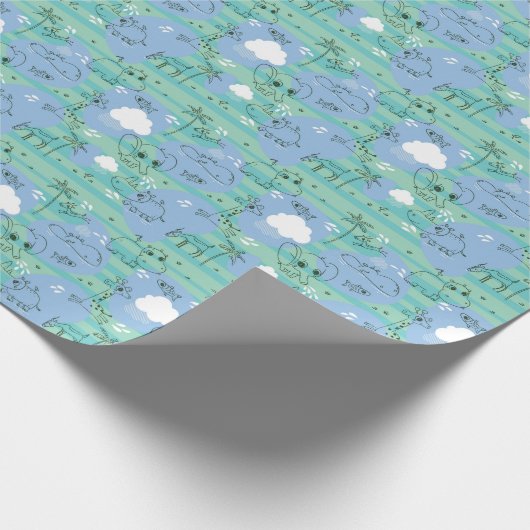 Niedliche Tiere mit Wasser 3 Geschenkpapier (Ecke)