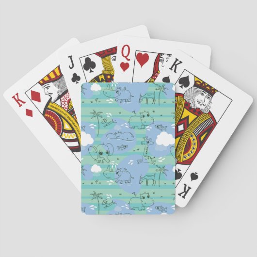 Niedliche Tiere mit Wasser 3 Spielkarten (Rückseite)