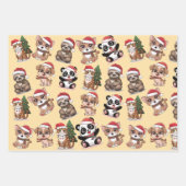 Niedliche Tiere mit Weihnachtshüten Geschenkpapier Set (Vorderseite 2)