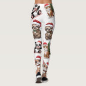 Niedliche Tiere mit Weihnachtshüten Leggings (Rückseite)