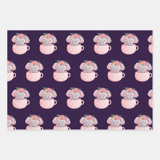 Niedliche Tiere Muster Geschenkpapier Set (Vorderseite 3)