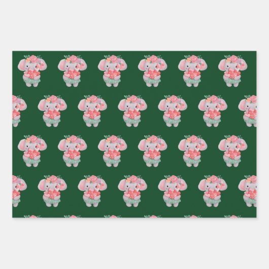 Niedliche Tiere Muster Geschenkpapier Set (Vorderseite)