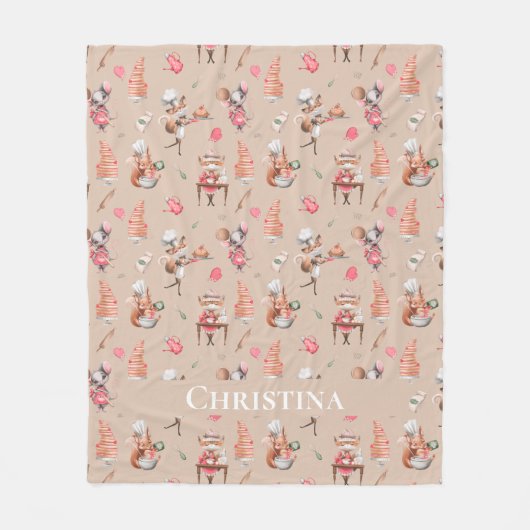 Niedliche Tiere Pancake Fabrik brauner individuell Fleecedecke (Vorderseite)