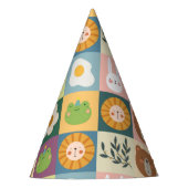 Niedliche Tiere patchwork buntes Party Hut Partyhütchen (Vorderseite)