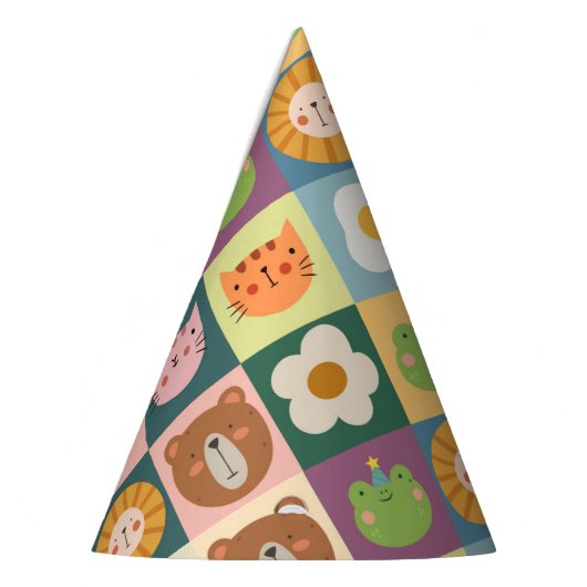 Niedliche Tiere patchwork buntes Party Hut Partyhütchen (Links)