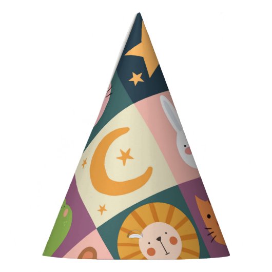 Niedliche Tiere patchwork farbig Partyhütchen (Links)