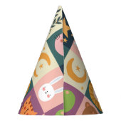 Niedliche Tiere patchwork farbig Partyhütchen (Rückseite)