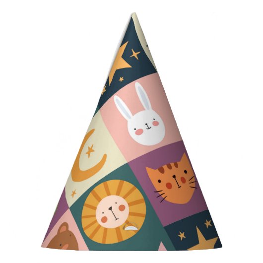 Niedliche Tiere patchwork farbig Partyhütchen (Links)