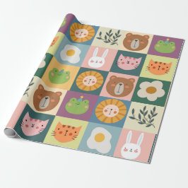 Niedliche Tiere-Patchwork-Wrapping-Papier Geschenkpapier