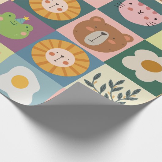 Niedliche Tiere-Patchwork-Wrapping-Papier Geschenkpapier (Ecke)