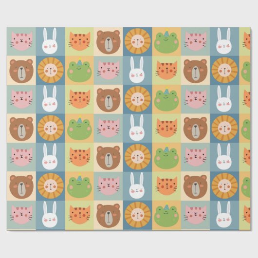 Niedliche Tiere-Patchwork-Wrapping-Papier Geschenkpapier (Flach)