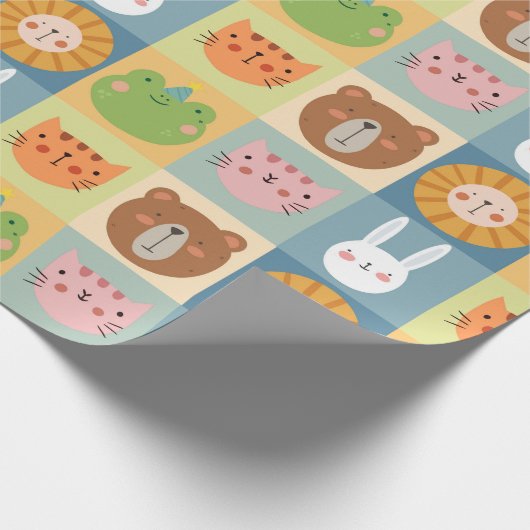 Niedliche Tiere-Patchwork-Wrapping-Papier Geschenkpapier (Ecke)