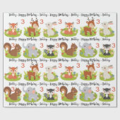 Niedliche Tiere Personalisieren Name & Alter Gebur Geschenkpapier (Flach)
