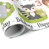 Niedliche Tiere Personalisieren Name & Alter Gebur Geschenkpapier (Rolleneckpunkt)