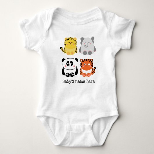 Niedliche Tiere personalisierter Babybodyanzug Baby Strampler (Vorderseite)