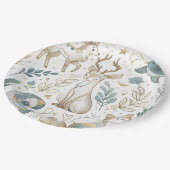 niedliche Tiere Safari Geburtstagszoo Pappteller (Schrägansicht)