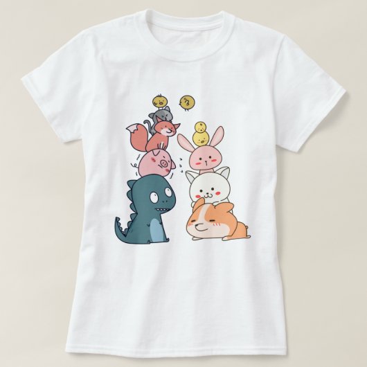 Niedliche Tiere T-Shirt (Design vorne)
