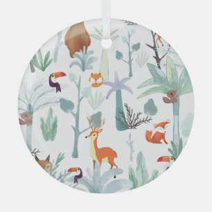 Niedliche Tiere: Tropischer Walddoodle. Ornament Aus Glas