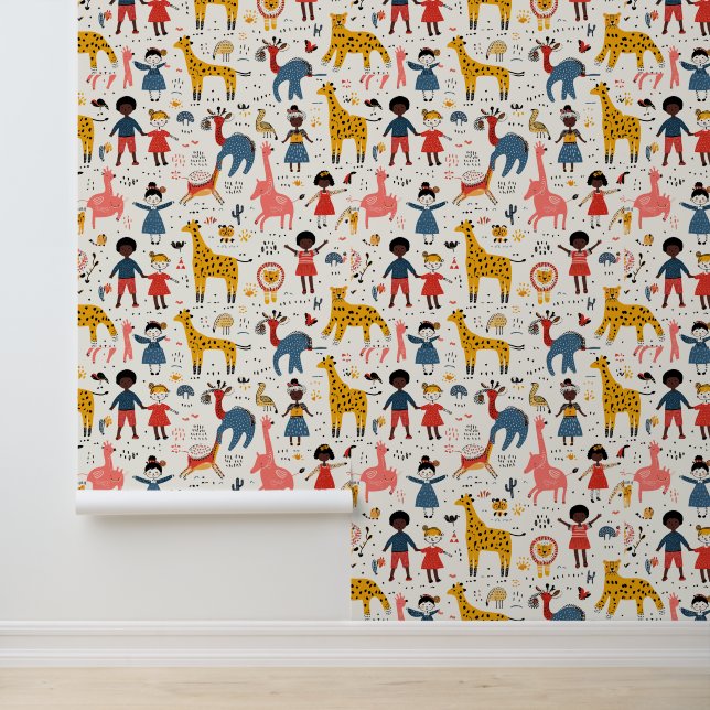 Niedliche Tiere und Kinder Tapete (Anwendung)