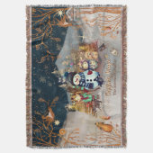 Niedliche Tiere und Kinder Weihnachtsblau Decke (Vorderseite Vertikal)