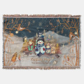 Niedliche Tiere und Kinder Weihnachtsblau Decke (Vorderseite)