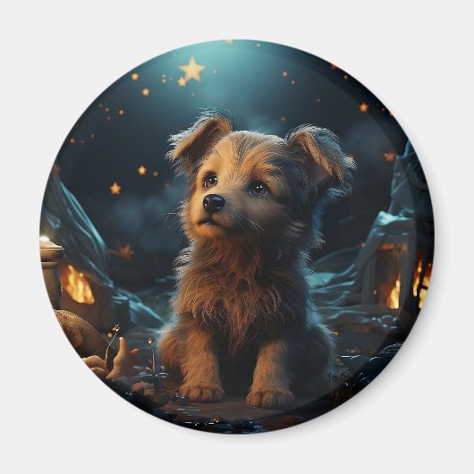 Niedliche Tiere unter dem Sternenhimmel Magnet (Vorne)