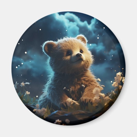 Niedliche Tiere unter dem Sternenhimmel Magnet (Vorne)