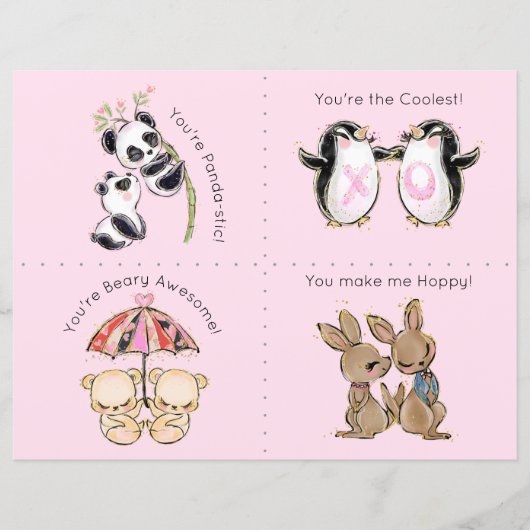 Niedliche Tiere Valentinstag-Karte (Vorderseite)
