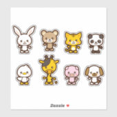 niedliche Tiere Vinyl Sticker (Blatt)