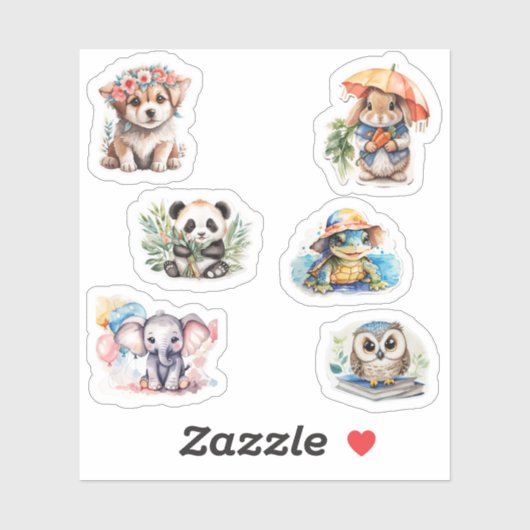 Niedliche Tiere Vinyl Stickers Aufkleber (Blatt)