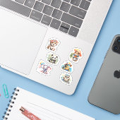 Niedliche Tiere Vinyl Stickers Aufkleber (Laptop mit iPhone)