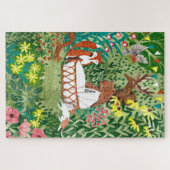 Niedliche Tiere Waldgrün Neue Geborene Kleinkinder Puzzle (Horizontal)