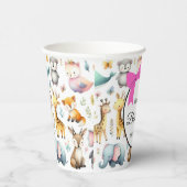 Niedliche Tiere Wasserfarbdoodles Papiertasse Pappbecher (Rechts)