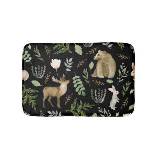 Niedliche Tiere: Wasserfarbige Handzeichnung. Badematte (Vorderseite)