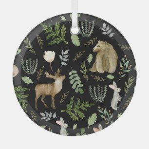 Niedliche Tiere: Wasserfarbige Handzeichnung. Ornament Aus Glas