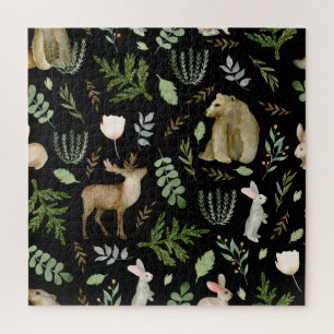 Niedliche Tiere: Wasserfarbige Handzeichnung. Puzzle