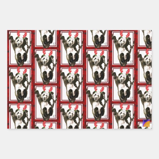 Niedliche Tiere Weihnachtsgeschenk Wrap Set Panda, Geschenkpapier Set (Vorderseite)