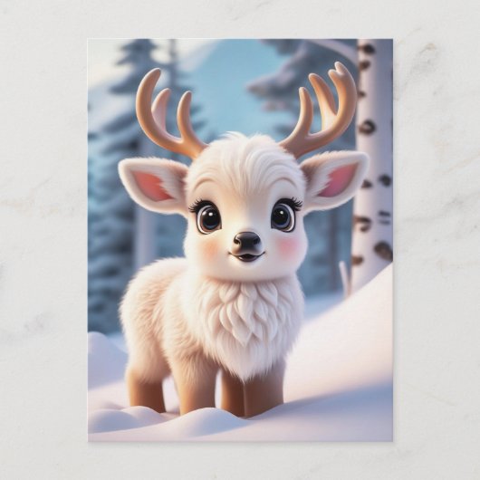 Niedliche Tiere, Winter, Elch, Postüberquerung Postkarte (Vorderseite)