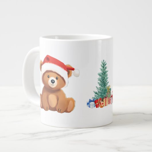 Niedliche Tiere Winterbär Weihnachtsbaum Jumbo-Tasse (Vorderseite Links)