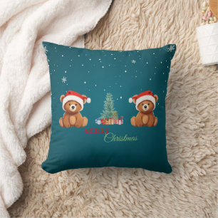 Niedliche Tiere Winterbär Weihnachtsbaum Kissen
